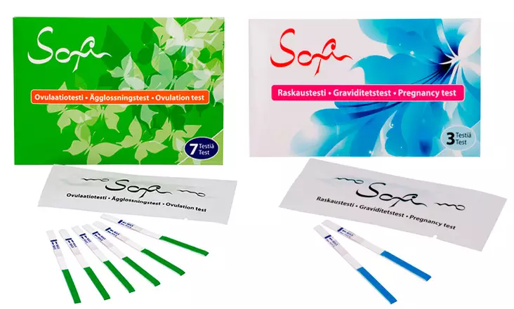 Ovulaatio- ja raskaustesti Sofi, liuska - Raskaus- ja ovulaatiotestipaketti - 00740 - 1